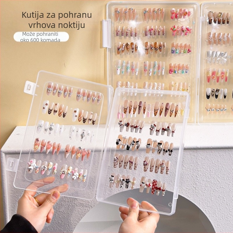 Kutija za pohranu noktiju s velikim kapacitetom, prozirna i prašini otporna, za prikaz šablona noktiju i uzoraka boja