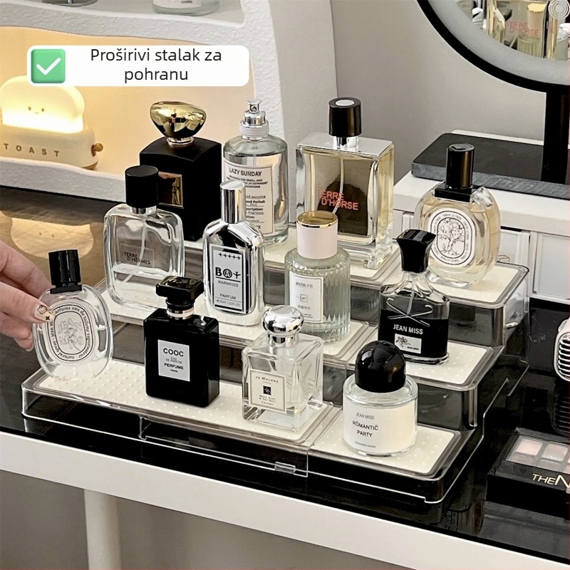 Proširivi stepenasti stalak za pohranu parfema i kozmetike za makeup stol