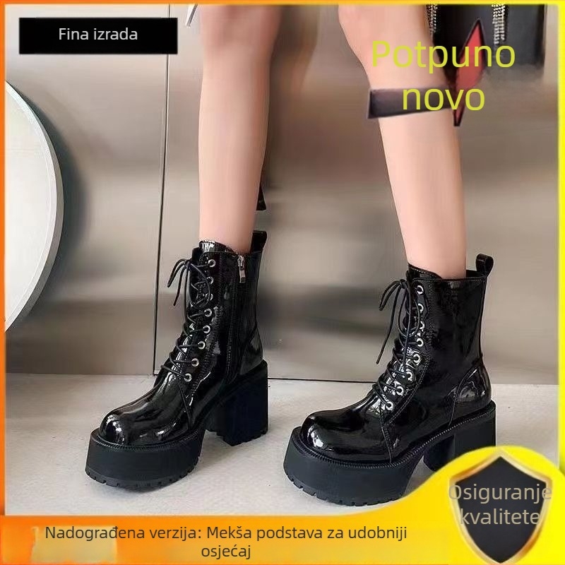 Martin Boots Ženske čizme s debelim potplatama, kratke čizme, britanski stil, bočni zatvarač, srednji potpetica, jesen-zima