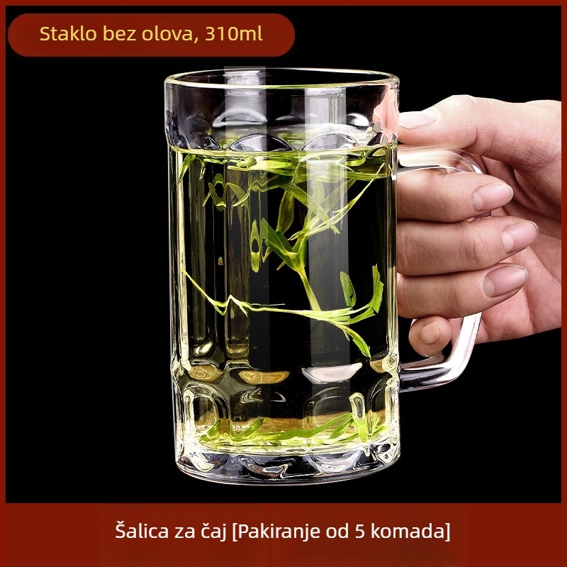 Staklena čaša s drškom – Set čaša za vodu, čaj i pivo s velikim kapacitetom