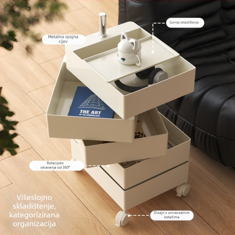 Prijenosni rotirajući ormarić za pohranu za dnevni boravak, kreativni kozmetički organizator, modern minimalistički noćni ormarić