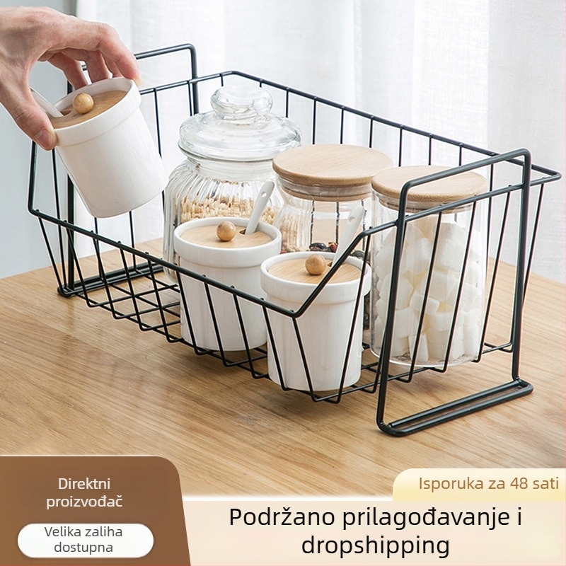 Koš za skladištenje od kovanog željeza za garderobu i kuhinju, metalni organizator za odjeću, grickalice i sitnice.