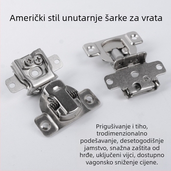 Američkog stila hidraulični nevidljivi šarke za ormarske vrata s trodimenzijskim podešavanjem, presavijane vrata koja se otvaraju prema van uz amortizer
