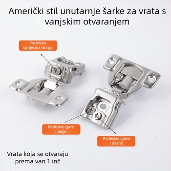 Američkog stila hidraulični nevidljivi šarke za ormarske vrata s trodimenzijskim podešavanjem, presavijane vrata koja se otvaraju prema van uz amortizer