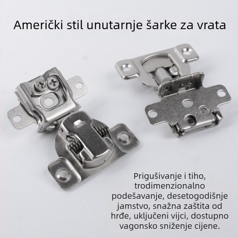 Američkog stila hidraulični nevidljivi šarke za ormarske vrata s trodimenzijskim podešavanjem, presavijane vrata koja se otvaraju prema van uz amortizer