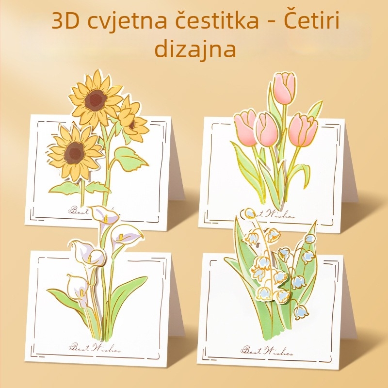 3D čestitka sa suncokretom za Dan učitelja, ručno izrađeni buket za odgojitelje u vrtiću