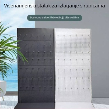 Drveni perforirani panel s kukama na podnoj stalak za male predmete: nakit, oprema za ribolov, dodaci za telefone, alati i čarape
