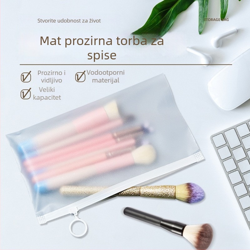 Prozirna A4 vrećica za dokumente s prstenom za dohvat, debela vodootporna mat zip vrećica za pakiranje donjeg rublja i čarapa, ispisivo