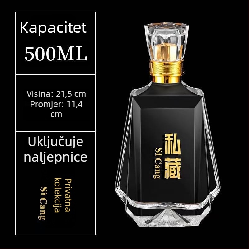 Prozirna staklena boca za žestoka 500 ml, premium