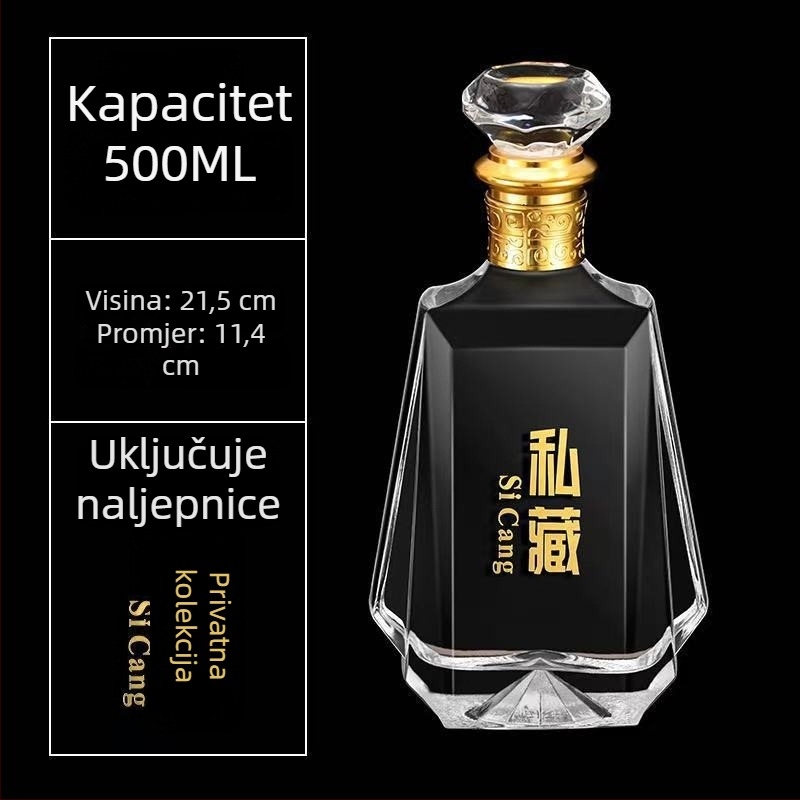 Prozirna staklena boca za žestoka 500 ml, premium