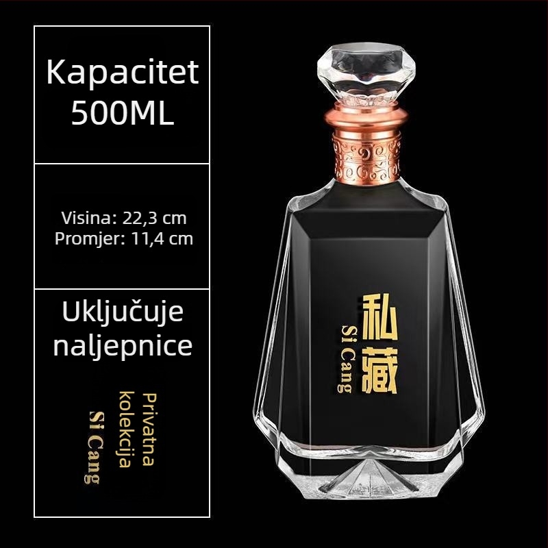 Prozirna staklena boca za žestoka 500 ml, premium