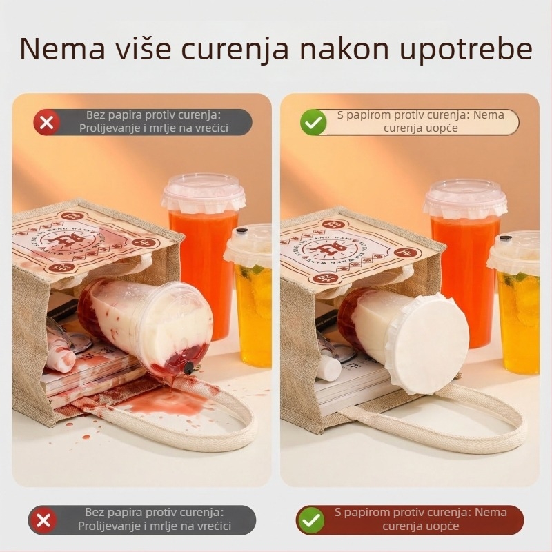 Jednokratni papir za brtvljenje protiv propuštanja čaše promjera 98 mm i 90 mm