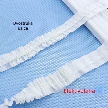 2,5 cm široka zavjesna traka s uskim korejskim stilskim dodacima, dekorativnim S-kukama i malom mašnicom s vezicom