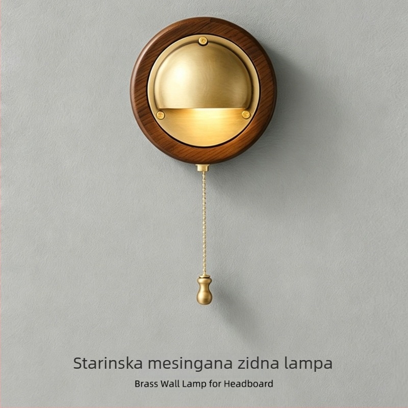 Bakrena zidna lampa s drvenim bijelim voskom završetkom, francuskog antikog stila, pogodna za radnu sobu, hodnik ili blagovaonu