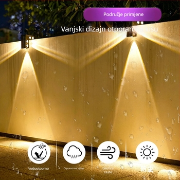 Kutna zidna svjetiljka na solarnu energiju, vodootporna vanjska rasvjeta za vilu, dvorište i vrt, 90° kut