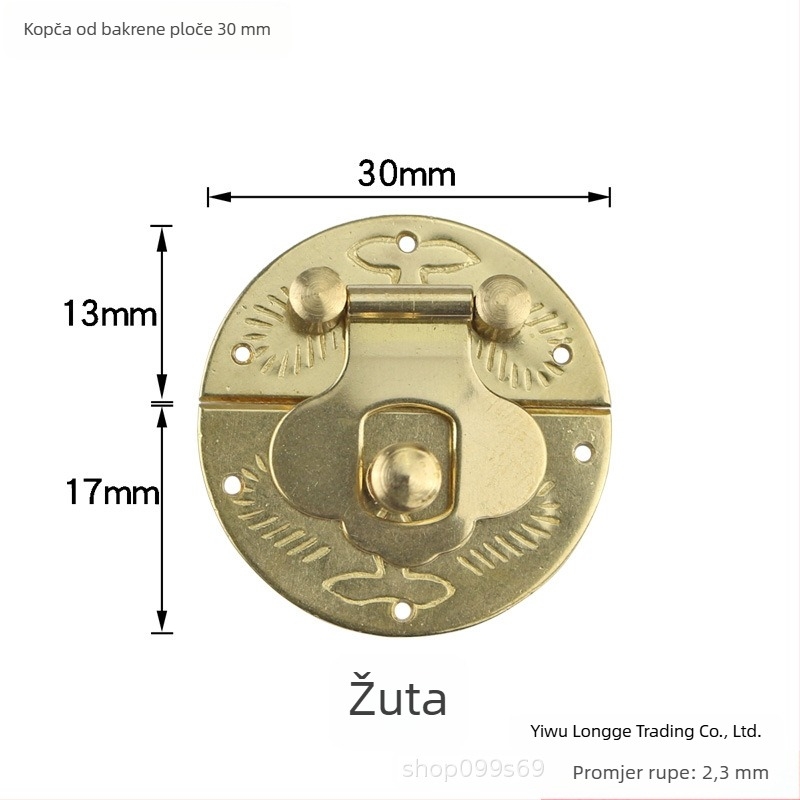 3 cm mesing kutija s kopčom – okrugla kutija za nakit, mini Ming–Qing stil hardver