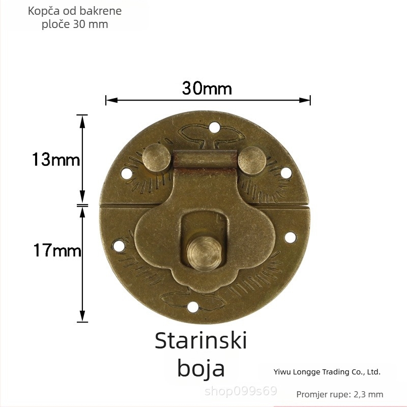 3 cm mesing kutija s kopčom – okrugla kutija za nakit, mini Ming–Qing stil hardver