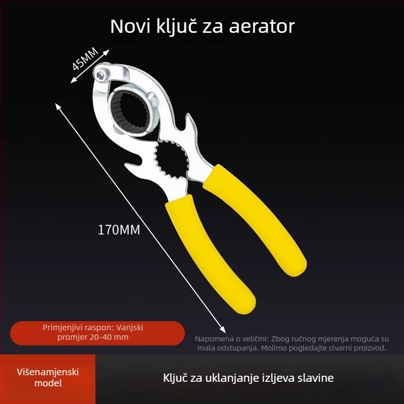 Ključ za aerator slavine – univerzalni alat za uklanjanje filtra s izlazne mlaznice kuhinjske slavine