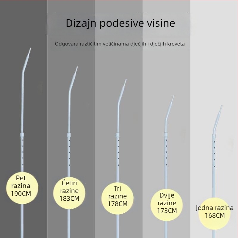 Stojeći nosač mreže protiv komaraca s podesivom visinom, debelim zakrivljenim kukom, kineskog stila dizajn namještaja s šarnirima