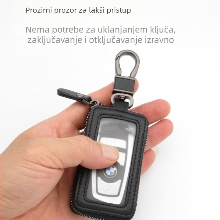 Torbica za ključeve s kožnim izgledom i zatvaračem, velik kapacitet za ključeve automobila, minimalistički dizajn, svakodnevna upotreba