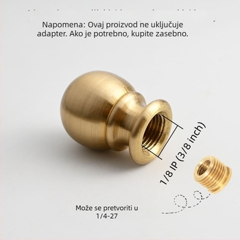 Komponente od mjedi za kuglastu stolnu lampu: ukrasna glava, nosač sjenila i ukrasni kapice