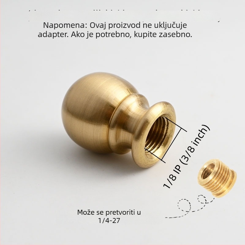 Komponente od mjedi za kuglastu stolnu lampu: ukrasna glava, nosač sjenila i ukrasni kapice