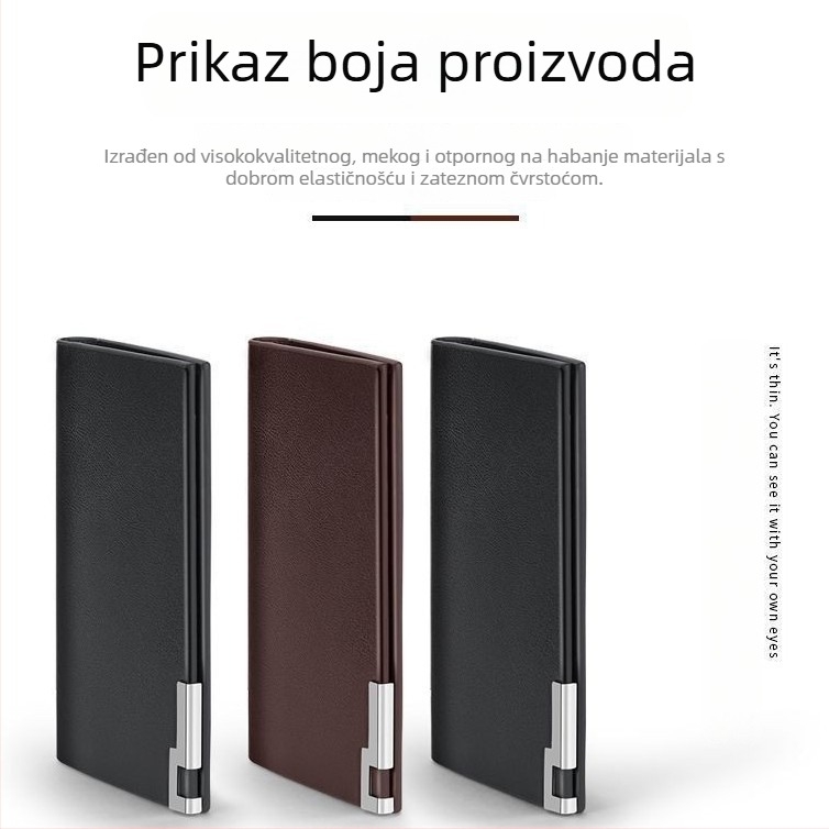 Novi muški dugi novčanik s metalnim bridovima, korejski stil, modni držač kartica, višenamjenski