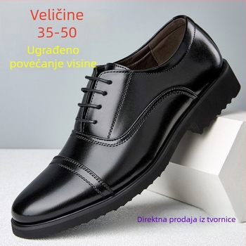 Muške formalne cipele od prave kože, kožna gornja površina, niski profil, gumeni potplat, povećavaju visinu, protuklizne, otporne na habanje, veličine 35-50