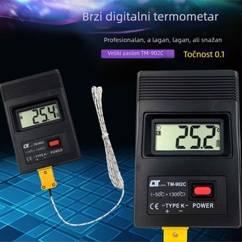 TM-902C Brzi termometar s termoparom, prijenosni elektronički termometar s ugrađenom žicom, -50 do 1300 °C