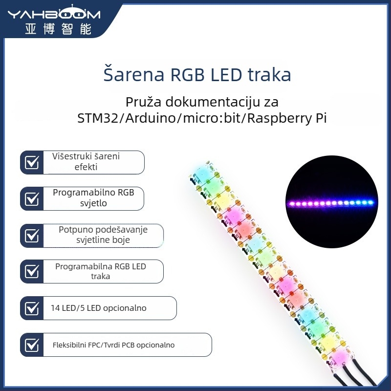Programabilna potpuno boja RGB LED traka s modulnim lancem, trobojna fleksibilna FPC, za Raspberry Pi i STM32