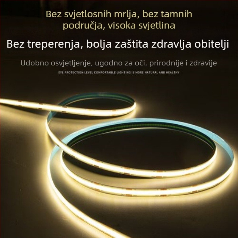 COB LED traka, 12V, visok CRI, samoljepiva pozadina, ultra-tanki aluminijski kanal, fleksibilna linearna svjetiljka