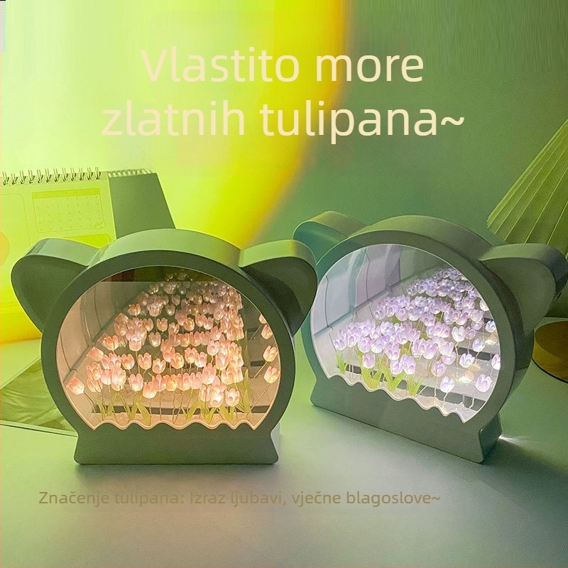 Kreativni DIY noćna svjetiljka sa sovom i tulipanom – komplet materijala, poklon za najbolju prijateljicu ili djevojku