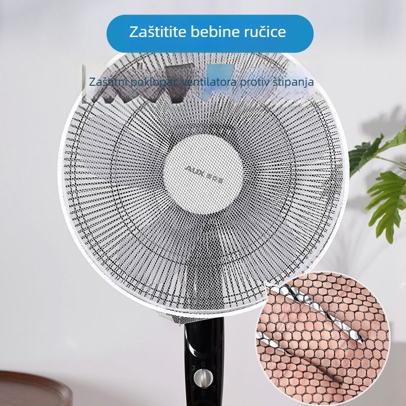 Crno-bijeli elastični zaštitni navlaka za ventilator, sprječava pritiskanje prstiju i štiti djecu, prašinu za stojeći ventilator