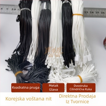 Vosk vlakna za etikete, viseći konac s cilindričnom etiketom, kvadratni prugasti uzorak, dvostruki kukasti spoj