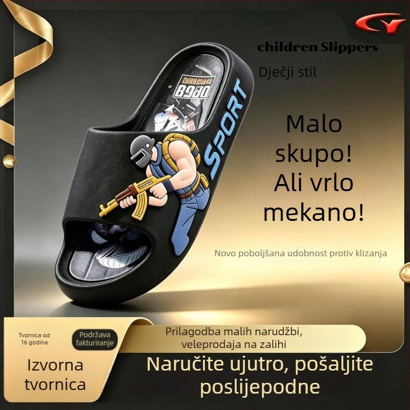 Dječje papuče za dječake – ljeto, PVC, crtani uzorak, prozračna, brzo sušenje, protuklizna podloga
