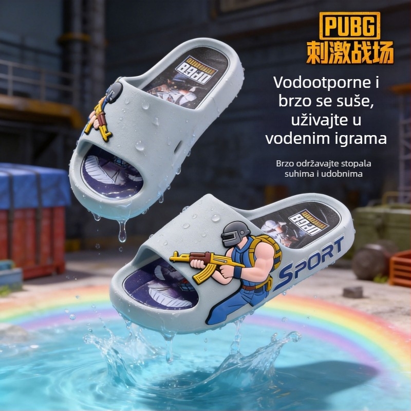 Dječje papuče za dječake – ljeto, PVC, crtani uzorak, prozračna, brzo sušenje, protuklizna podloga