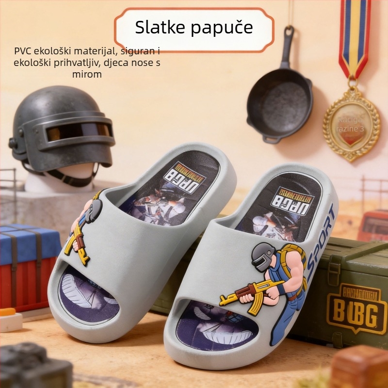 Dječje papuče za dječake – ljeto, PVC, crtani uzorak, prozračna, brzo sušenje, protuklizna podloga