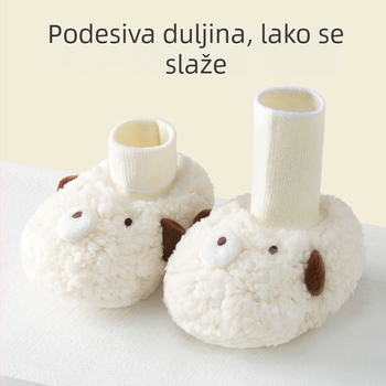 Zimske i jesenske debele cipele za bebe 0–12 mjeseci, pamučne velur tenisice s mekanom neklizajućom sole i toplom fleece podstavom