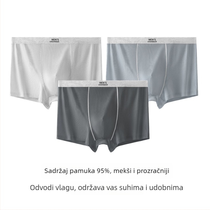 Muške bokserice od čistog pamuka, srednje visine struka, prozračne, s pamukom na preponi, za sve sezone