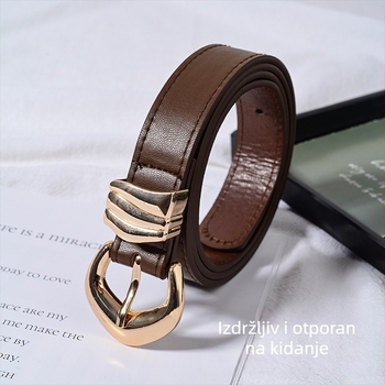 Ženski kaiš od PU s višeslojnom kopčom od legure, elegantan i svestran za ured, putovanja, traperice i hlače za odijelo; širina 2–4 cm, duljina 90–110 cm