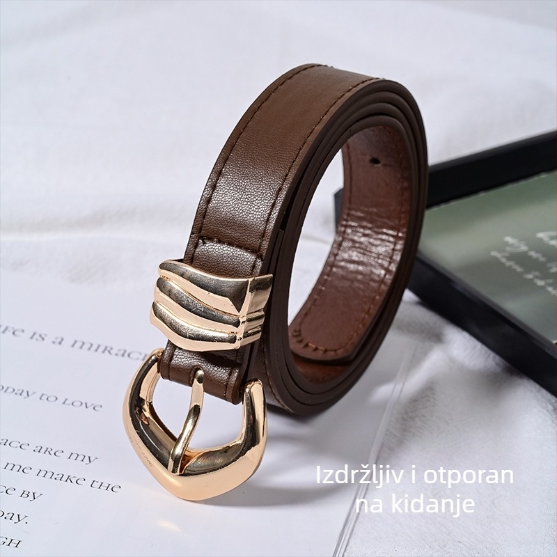 Ženski kaiš od PU s višeslojnom kopčom od legure, elegantan i svestran za ured, putovanja, traperice i hlače za odijelo; širina 2–4 cm, duljina 90–110 cm