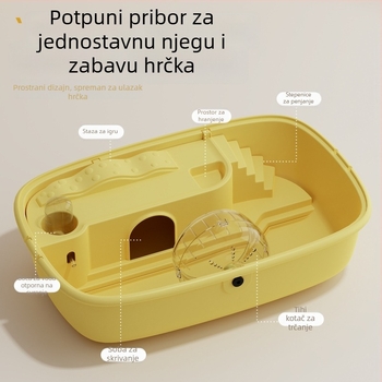 Kavez za hrčke: Luksuzna vila s prozirnim dizajnom za male kućne ljubimce, ventilirana i jednostavno za čišćenje