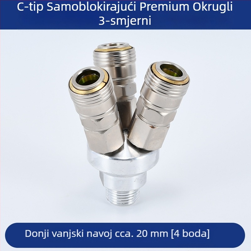 Samozaključni kružni C-typ dvostrani pneumatski brzi spoj SMY za pumpe zraka/kompresore; SMV kružni troputni spoj