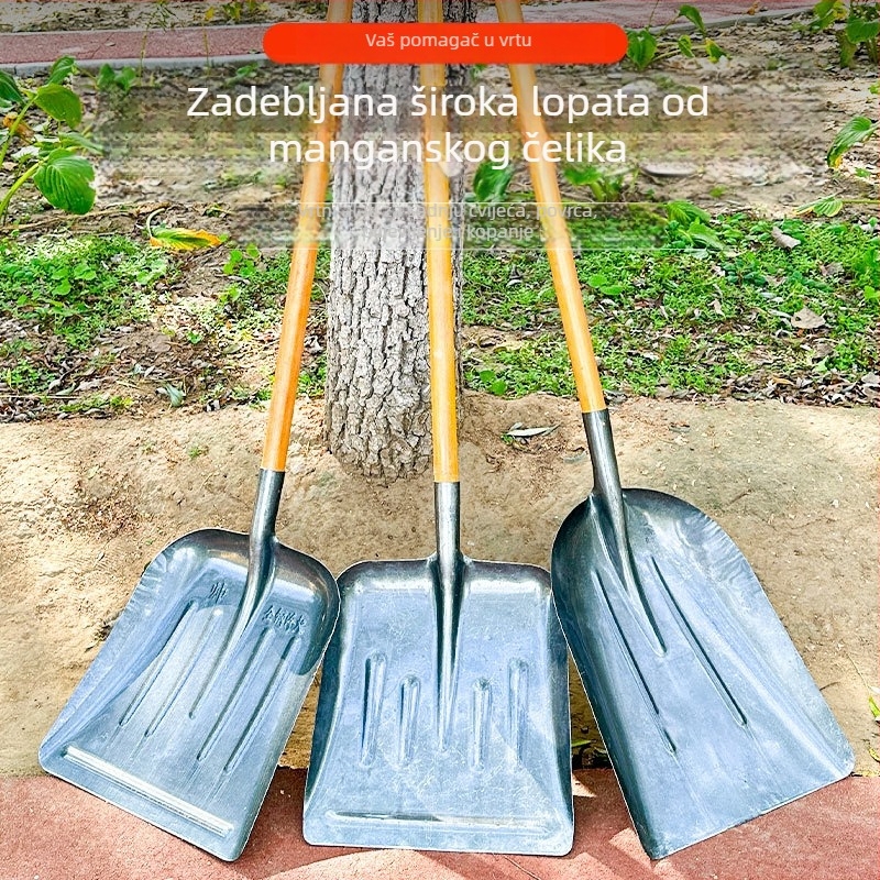 Izuzetno velika lopata za gnoj s proširenom glavom, mangan čelik, poljoprivredna lopata za gnoj i snijeg