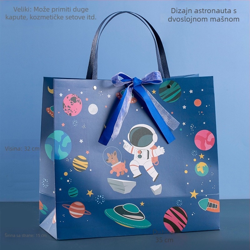 Torbe za poklone s likom svemirskog astronauta – papirnate vrećice za vrtić i rođendane