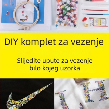 Set za šivanje majice s amuletom mira, ručni DIY komplet za odjeću, uzorak s cvjetnim motivima i vrpcom, Su šivanje, za početnike
