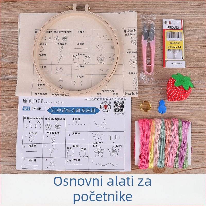 Set za šivanje majice s amuletom mira, ručni DIY komplet za odjeću, uzorak s cvjetnim motivima i vrpcom, Su šivanje, za početnike