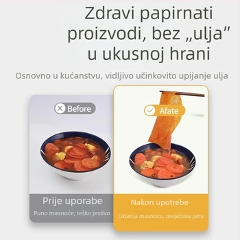 Papir/film za apsorpciju ulja za juhu, kuhinjski filtr za hranu, film za apsorpciju ulja za supe za trudnice i postpartalne supe