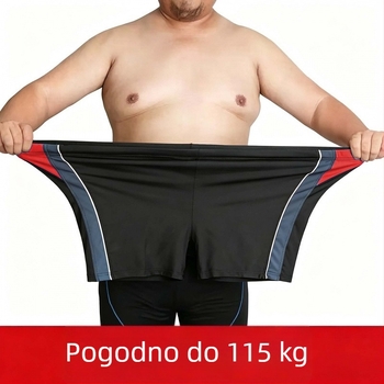 Muške kupaće hlače velikih veličina, kvadratni kroj, blok boja, opuštena silueta, brzo suše