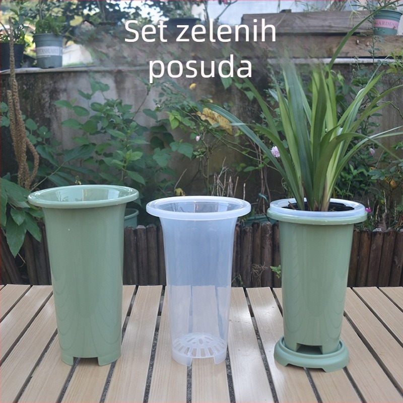 Zeleni plastični lonac za orhideje, set lonaca za orhideje, posebno za orhideje, deblji i viši dizajn